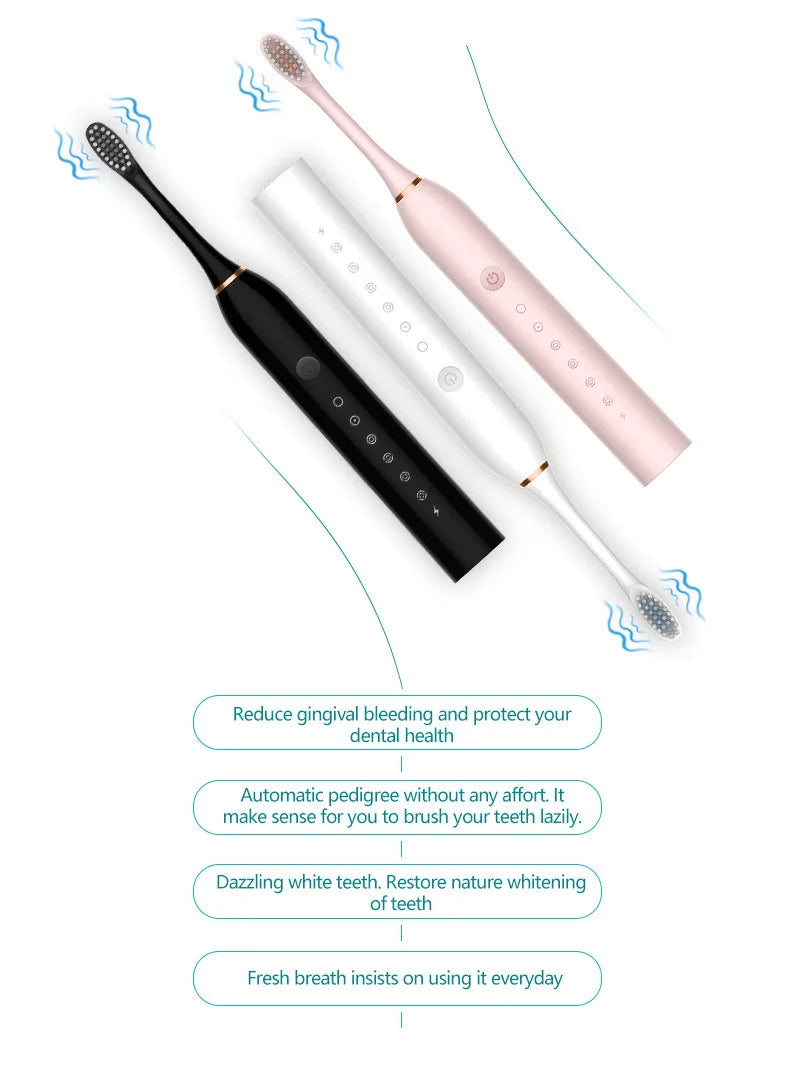 Xiaomi 6 Gear Powerful Sonic Electric Toothbrush USB Waterproof Smart Rechargeable Toothbrush Washable 8 brush heads Whitening