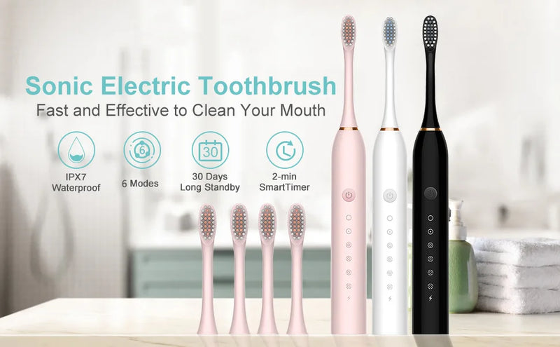 Xiaomi 6 Gear Powerful Sonic Electric Toothbrush USB Waterproof Smart Rechargeable Toothbrush Washable 8 brush heads Whitening