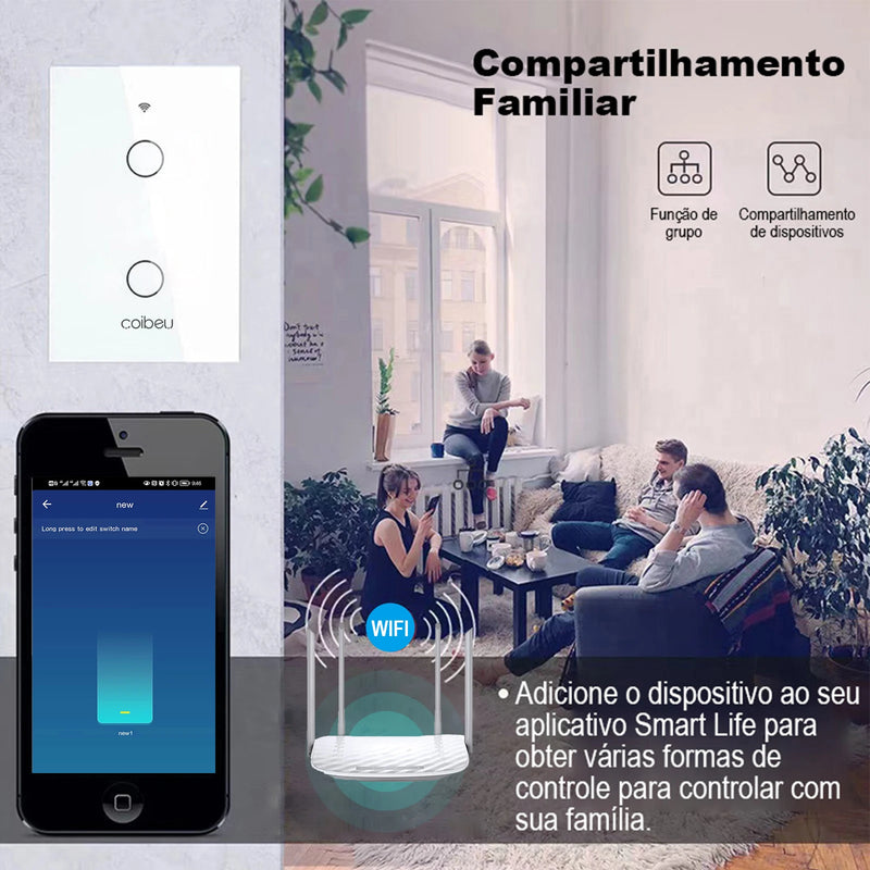 Alexa alexa alasil alegente wi-fi interruptor inteligente app fio neutro google casa 110v 220v interruptor inteligente wi-fi